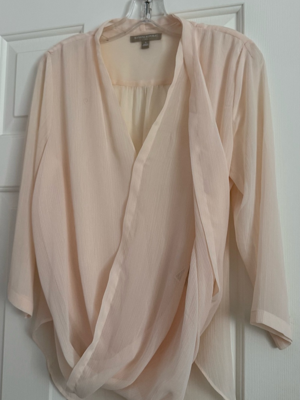 Banana Republic Pale Cream Draped V-Neck Blouse